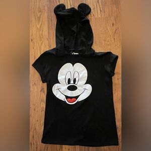 Disney Black Hoodie T-Shirt with Mickey Mouse Design